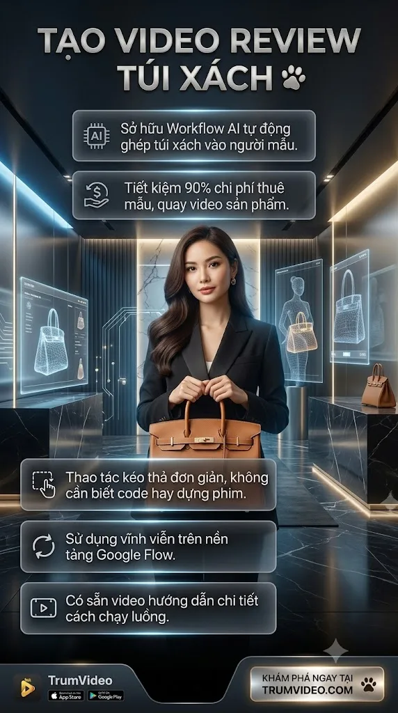 Workflow AI: Mẫu Làm Video Review Túi Xách Tự Động