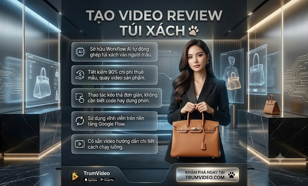 Workflow AI: Mẫu Làm Video Review Túi Xách Tự Động
